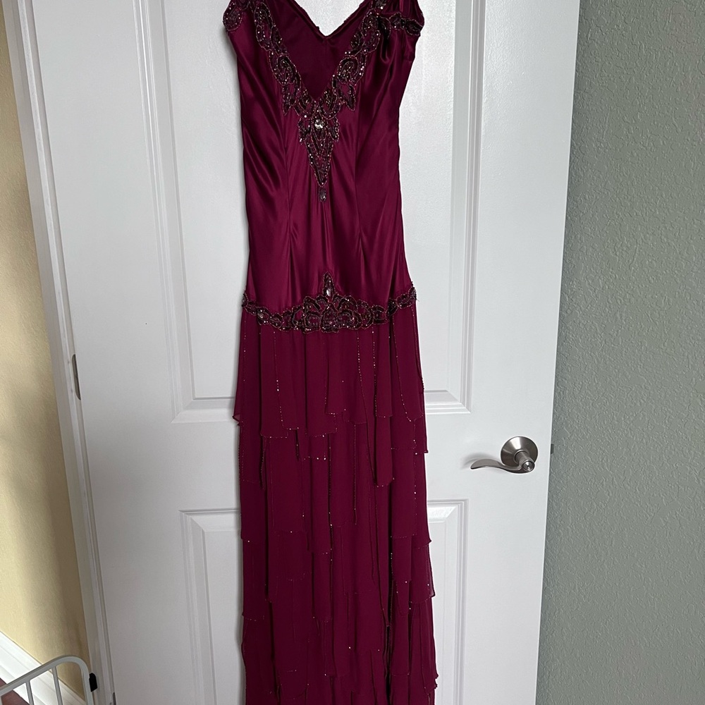Elegant Burgundy Evening Gown